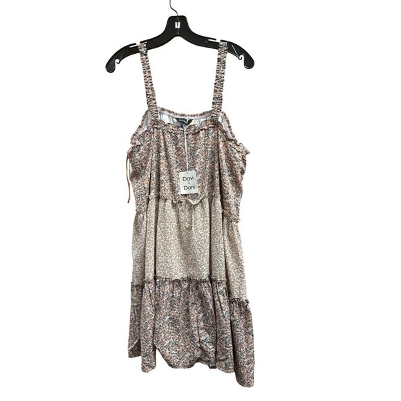 Davi & Dani Womens 1XL Floral Tiered Sundress Pink & White Lightweight With Tags - Picture 1 of 4